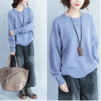 lavender thick warm woolen knit pullover neck front button loose batwing sleeve sweater